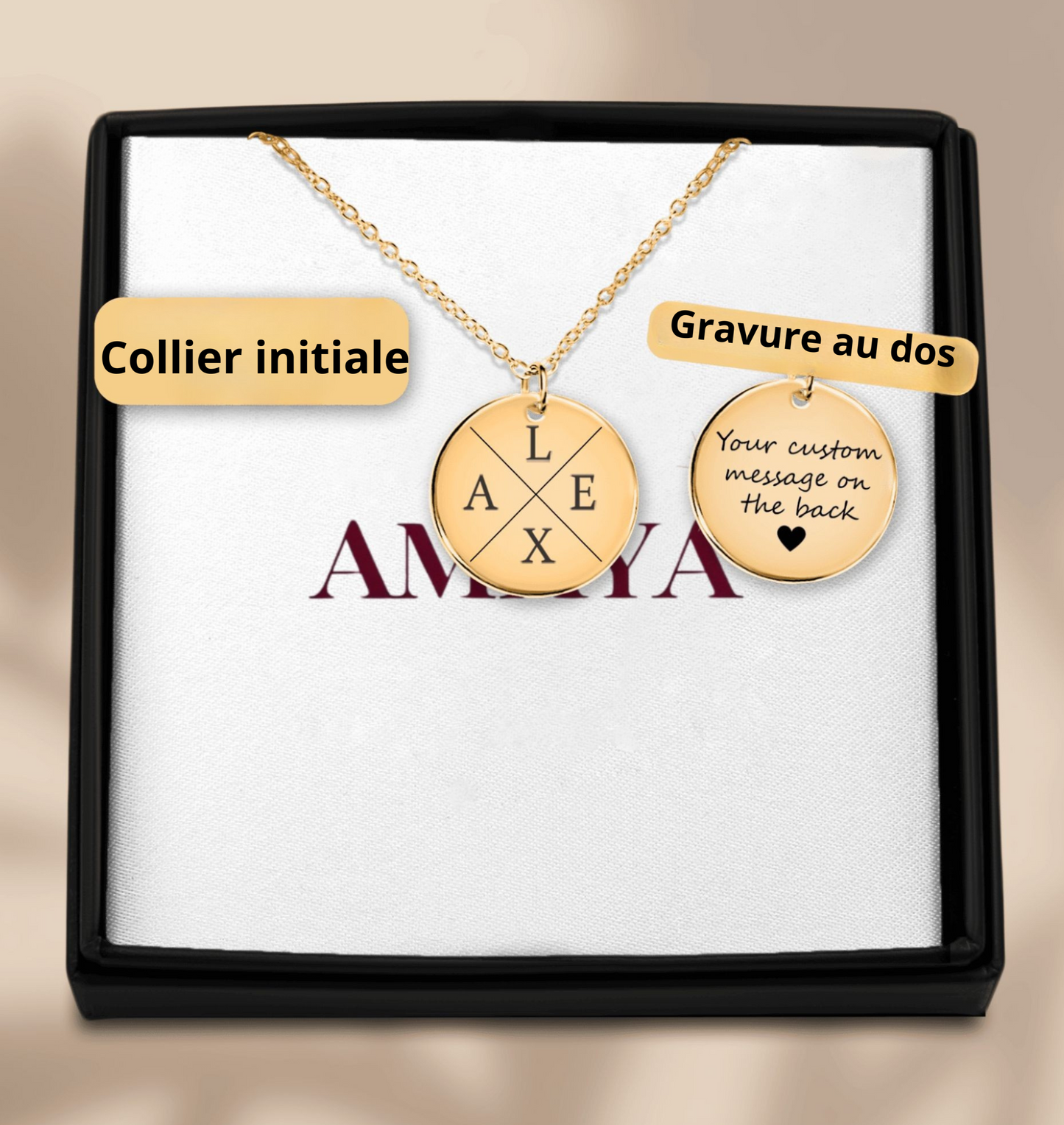 Collier personnalisé avec initiales en plaqué or