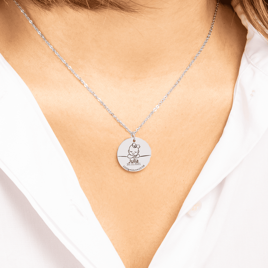 Collier de naissance personnalisé en acier inoxydable