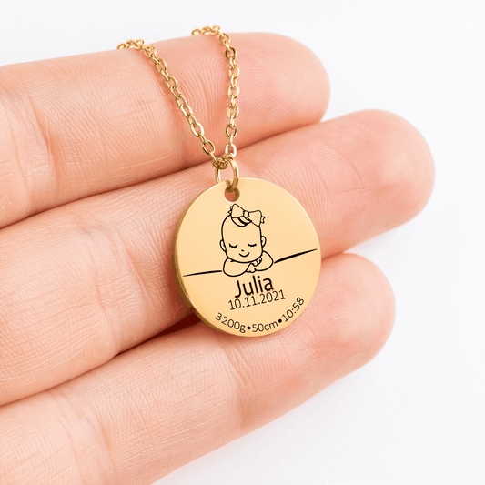 Collier de naissance personnalisé en plaqué or