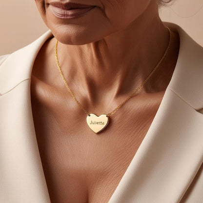 Amara - Pendentif en cœur personnalisé avec gravure en plaqué or