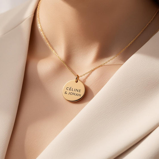 Oréade - pendentif rond personnalisé en plaqué or