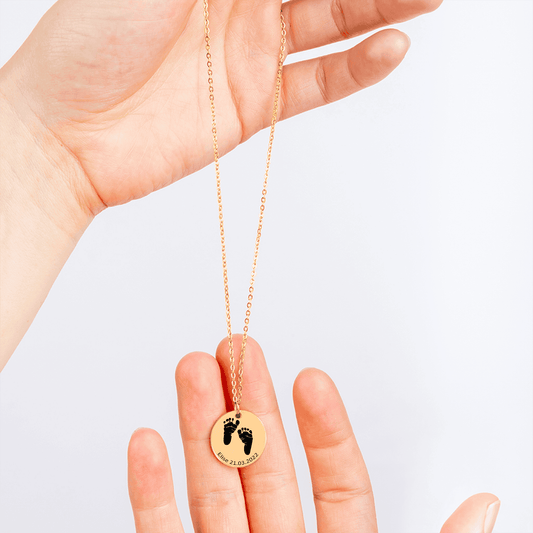 Collier personnalisé empreinte pieds de bébé plaqué or