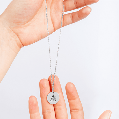 Collier personnalisé initiale florale en acier inoxydable