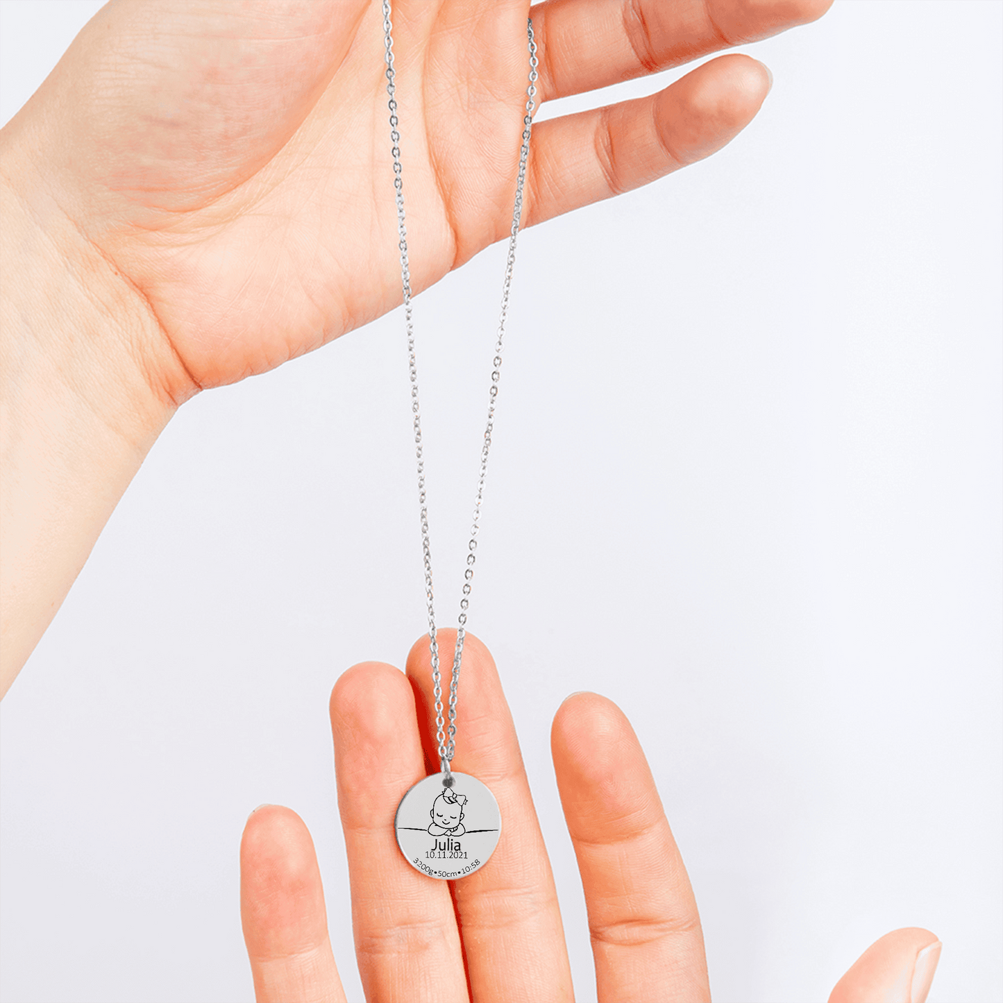 Collier de naissance personnalisé en acier inoxydable