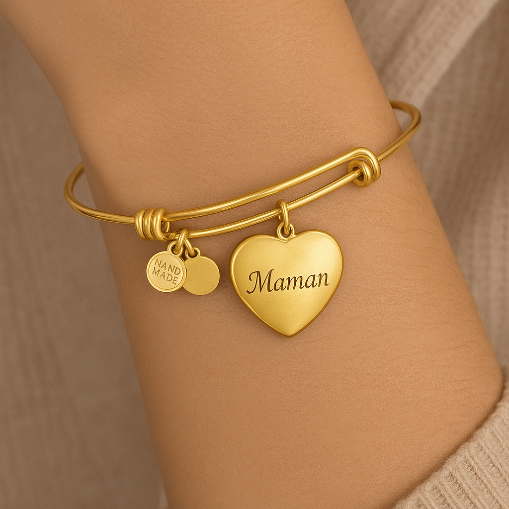 Bracelet jonc personnalisé en plaque or, gravure sur mesure, design élégant, cadeau parfait pour toute occasion